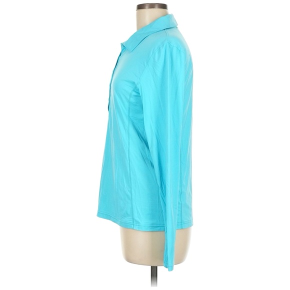 BloqUV Women's Turquoise Teal Aqua Protection SPF Athletic Shirt Medium - Picture 5 of 6
